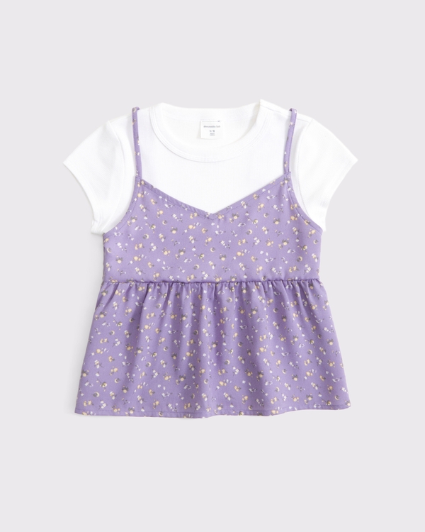 babydoll twofer shirt, Purple Floral view 1