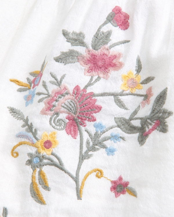 top met ruches en rechte hals, Crèmekleurig view 2