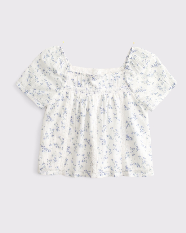 lace-trim set top, White Pattern view 1