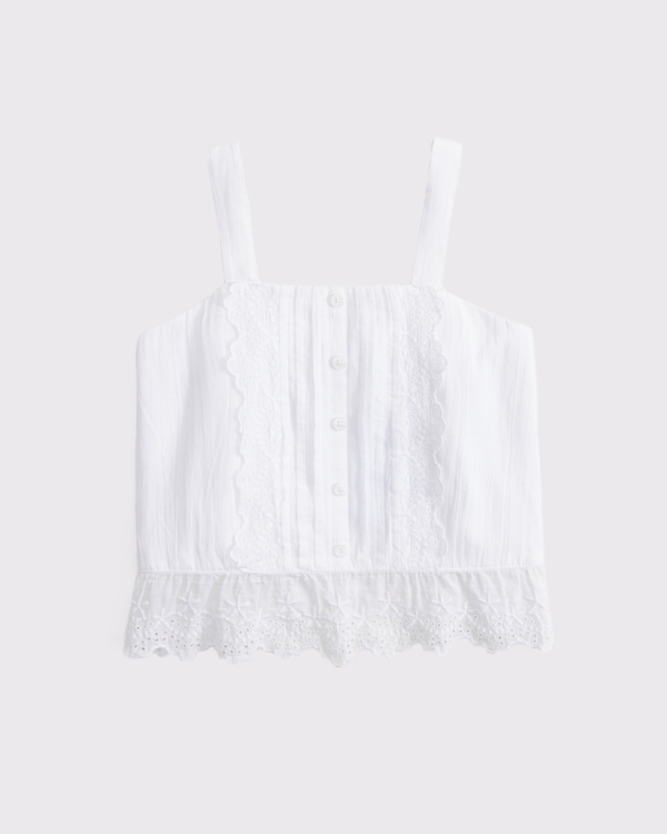 pintuck button-through peplum top, White view 1