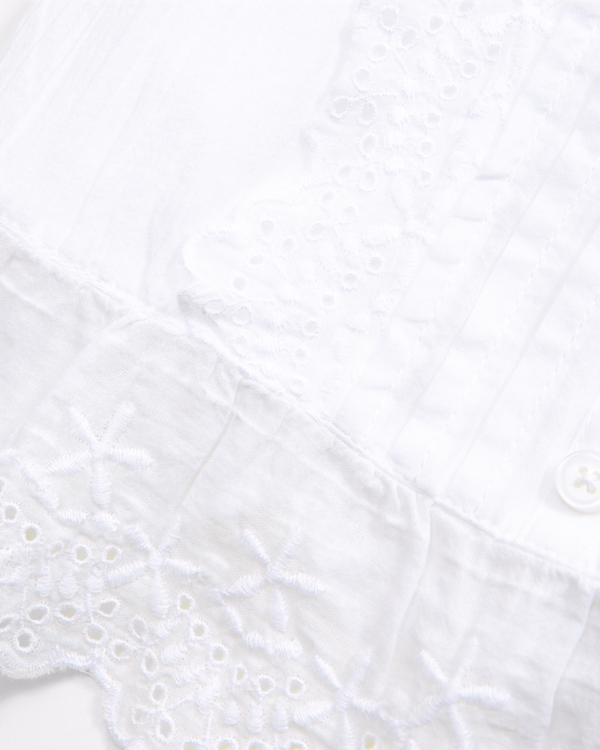 pintuck button-through peplum top, White view 2