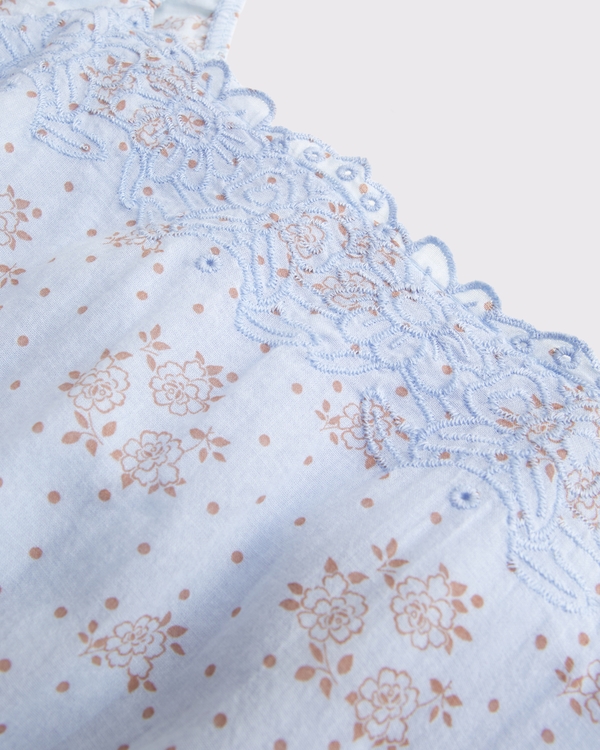 cinched lace-trim top, Light Blue view 2