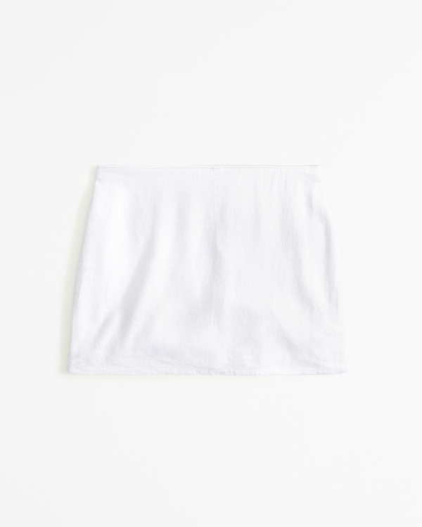 linen-blend mini skort, White