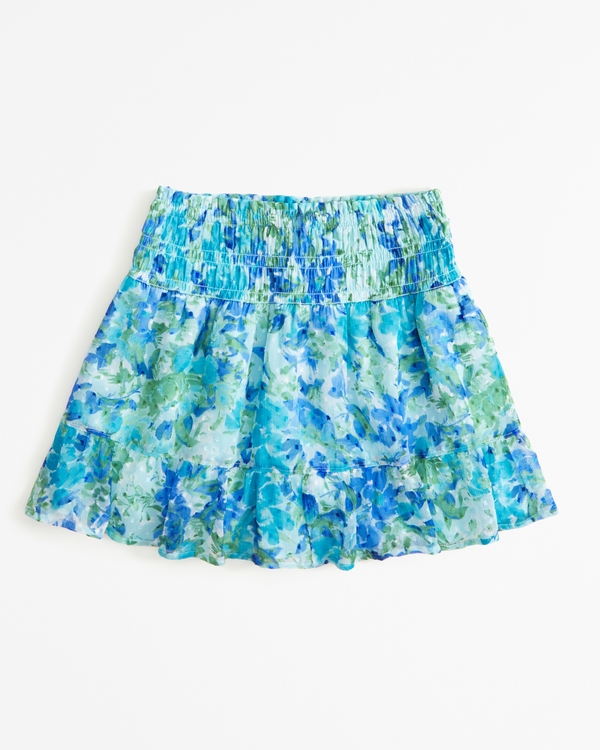 ruffle mini skirt, Blue Floral