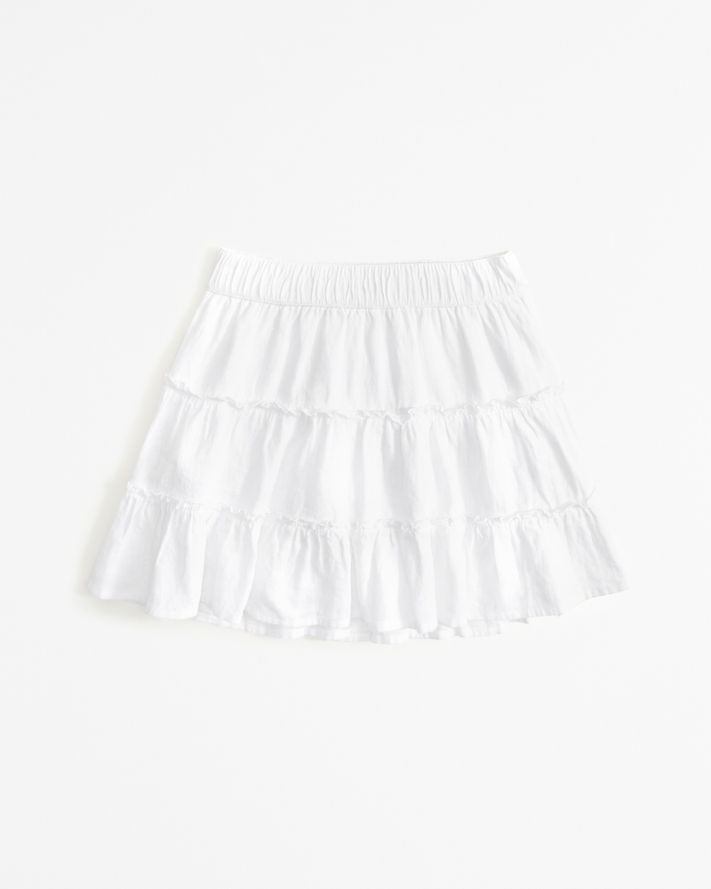 Girls Linen Blend Tiered Skort Girls Clearance