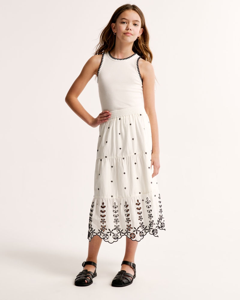 embroidered maxi skirt