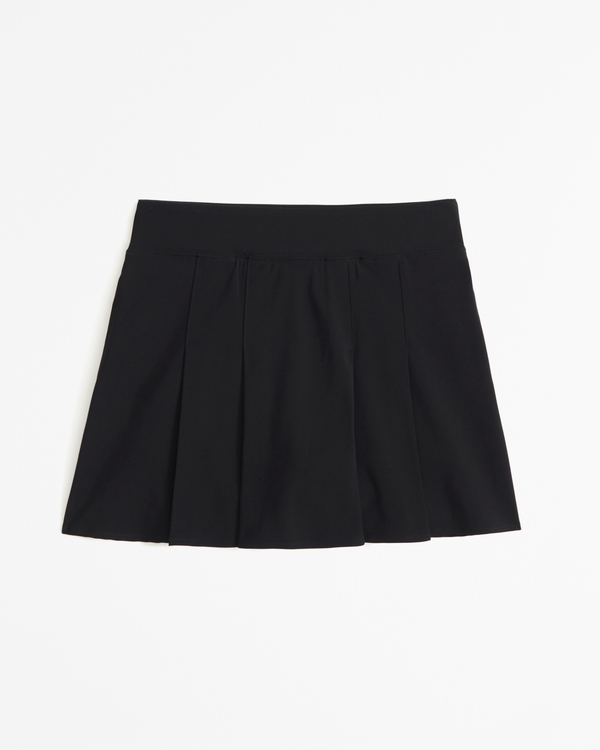 pleated uniform mini skort, Black view 1
