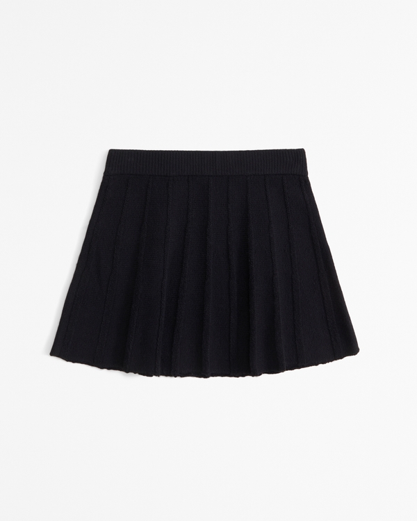 sweater pleated skort, Black