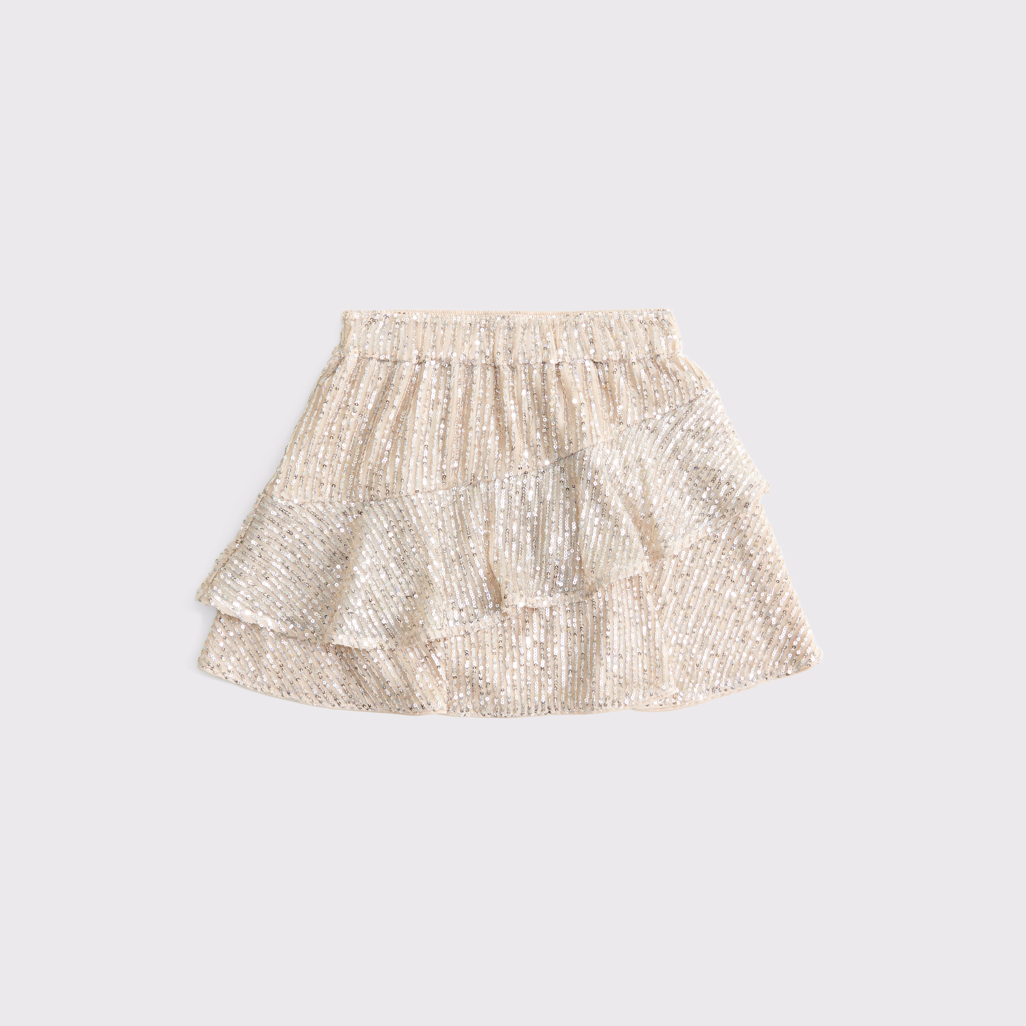 Abercrombie & Fitch Kids' Sequin Tiered Mini Skirt In White