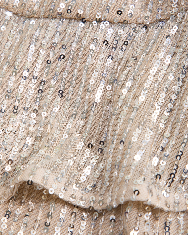 sequin tiered mini skirt, Cream view 2