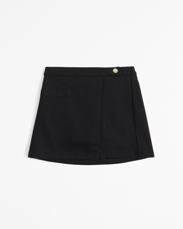 menswear wrap skort, Black