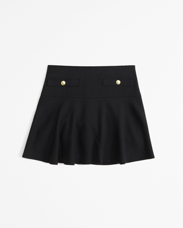 menswear button skort, Black