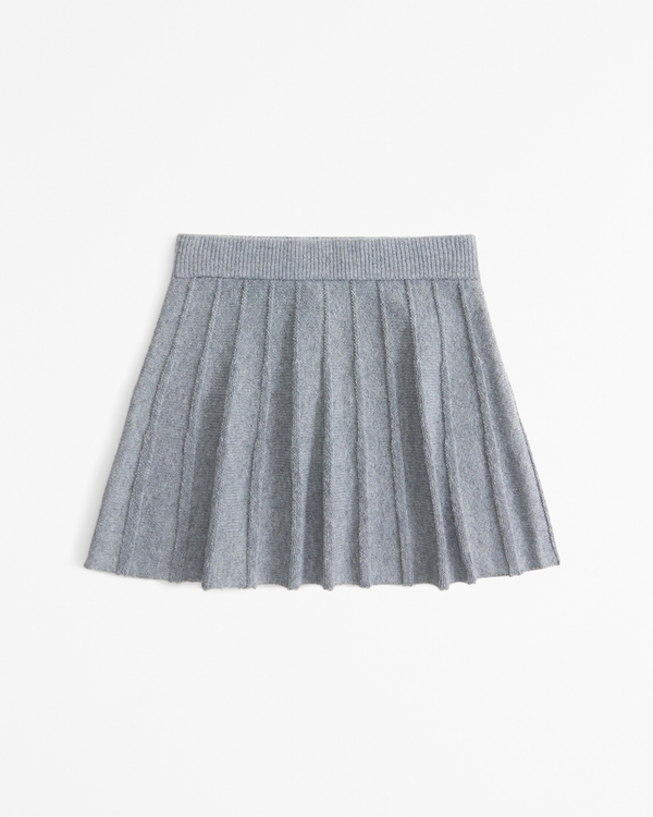 sweater pleated skirt, Gray view 1