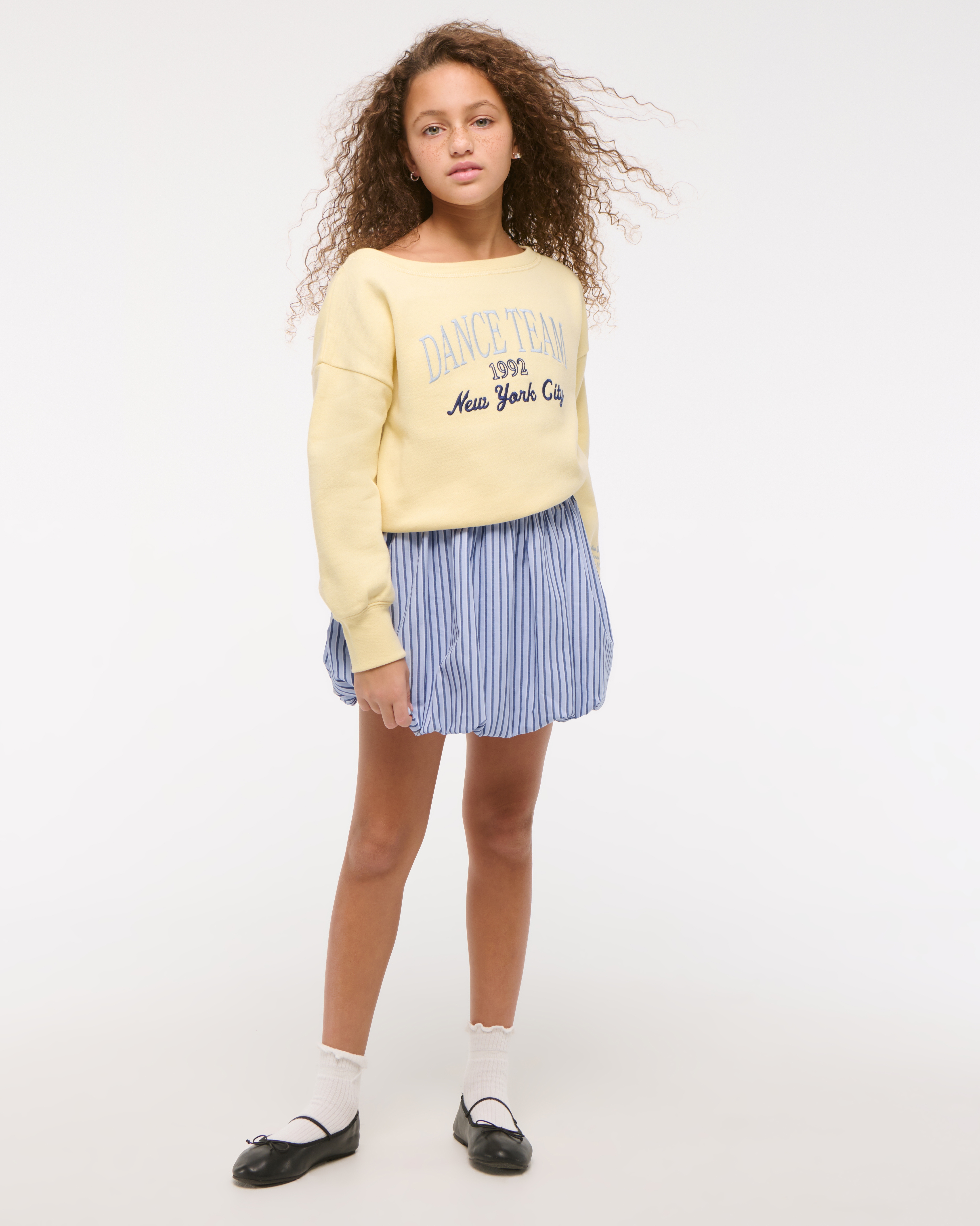 Abercrombie & Fitch Kids' Poplin Bubble Hem Skort In Blue