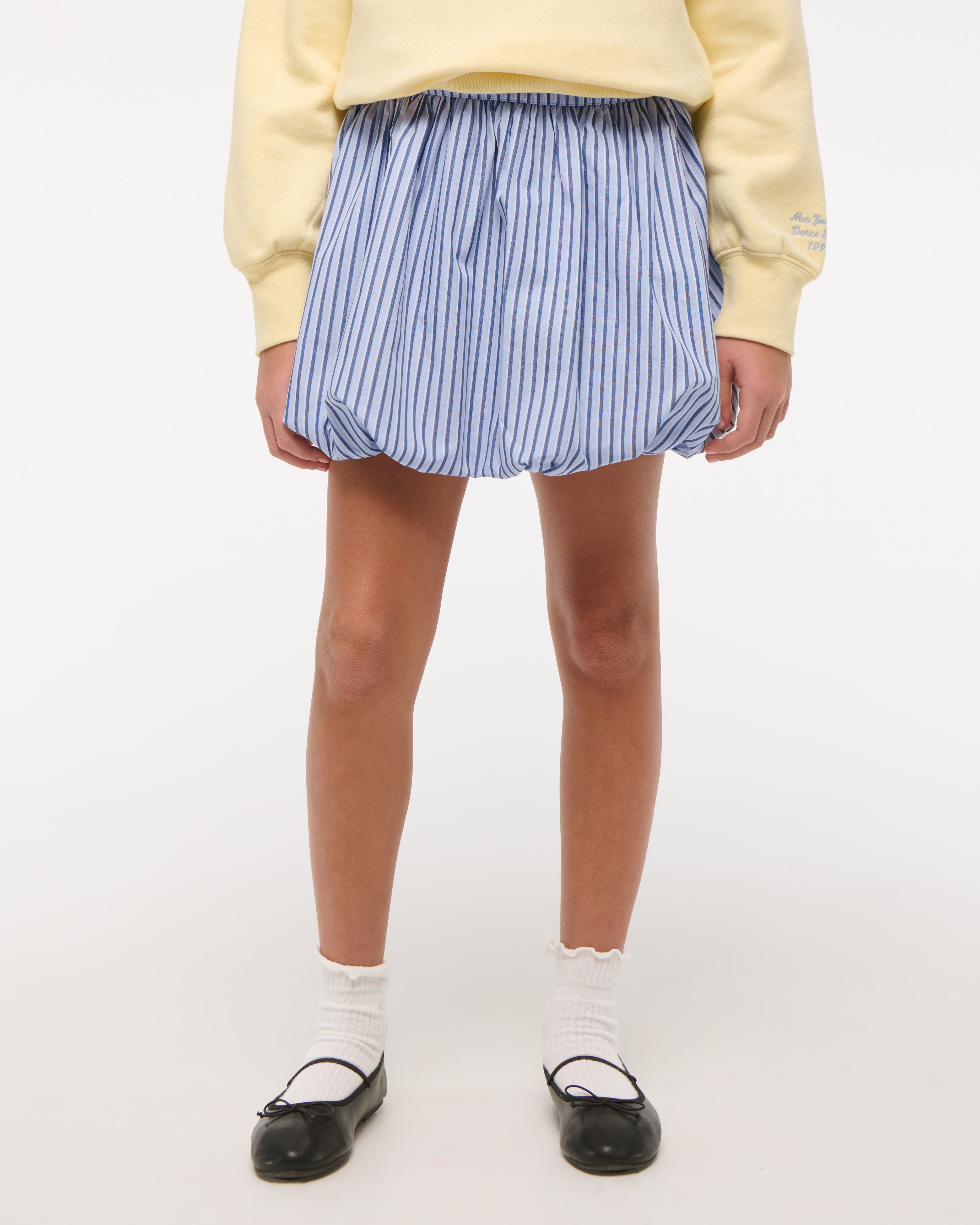 Abercrombie & Fitch Poplin Bubble Hem Skort In Blue