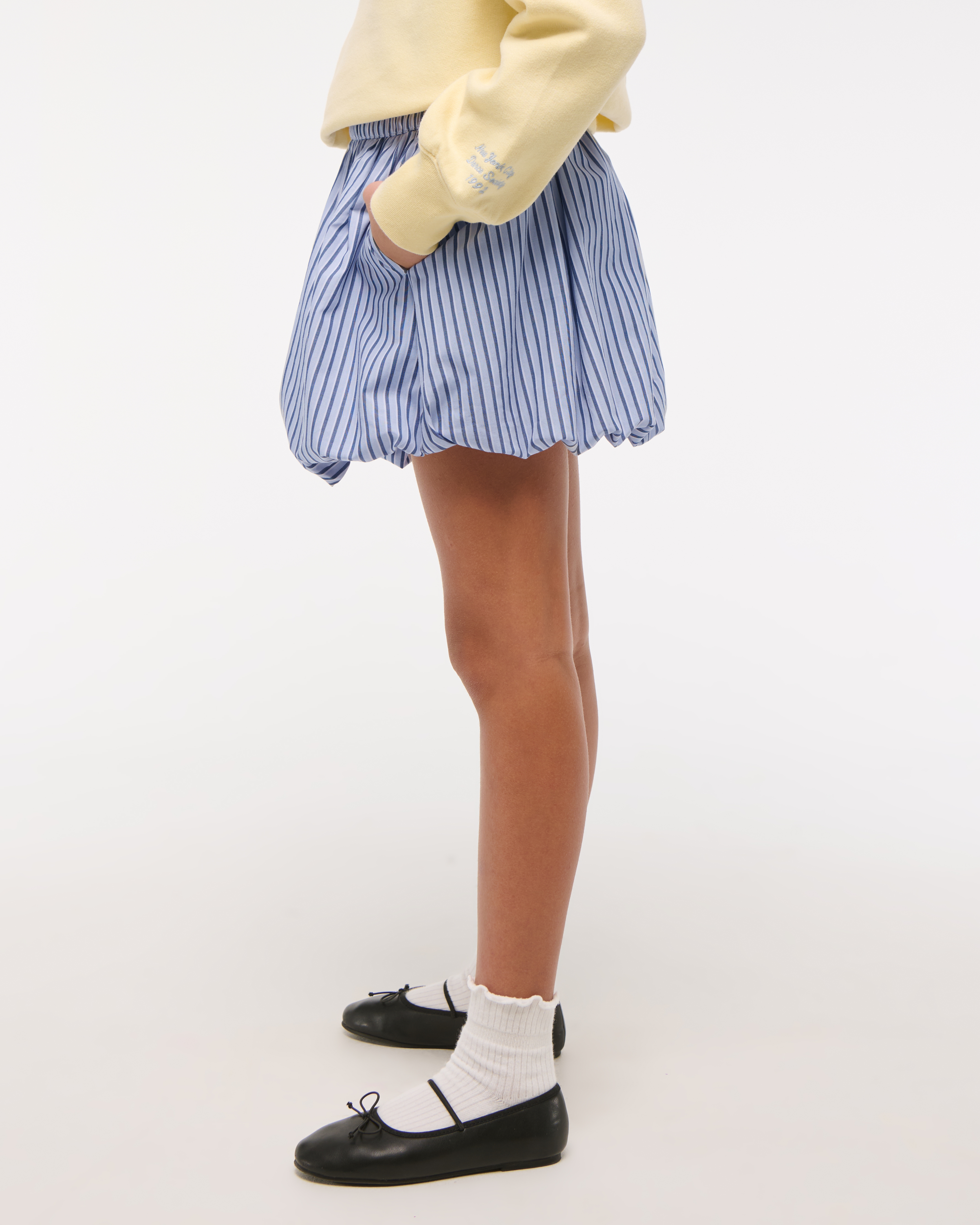 Abercrombie & Fitch Poplin Bubble Hem Skort In Blue