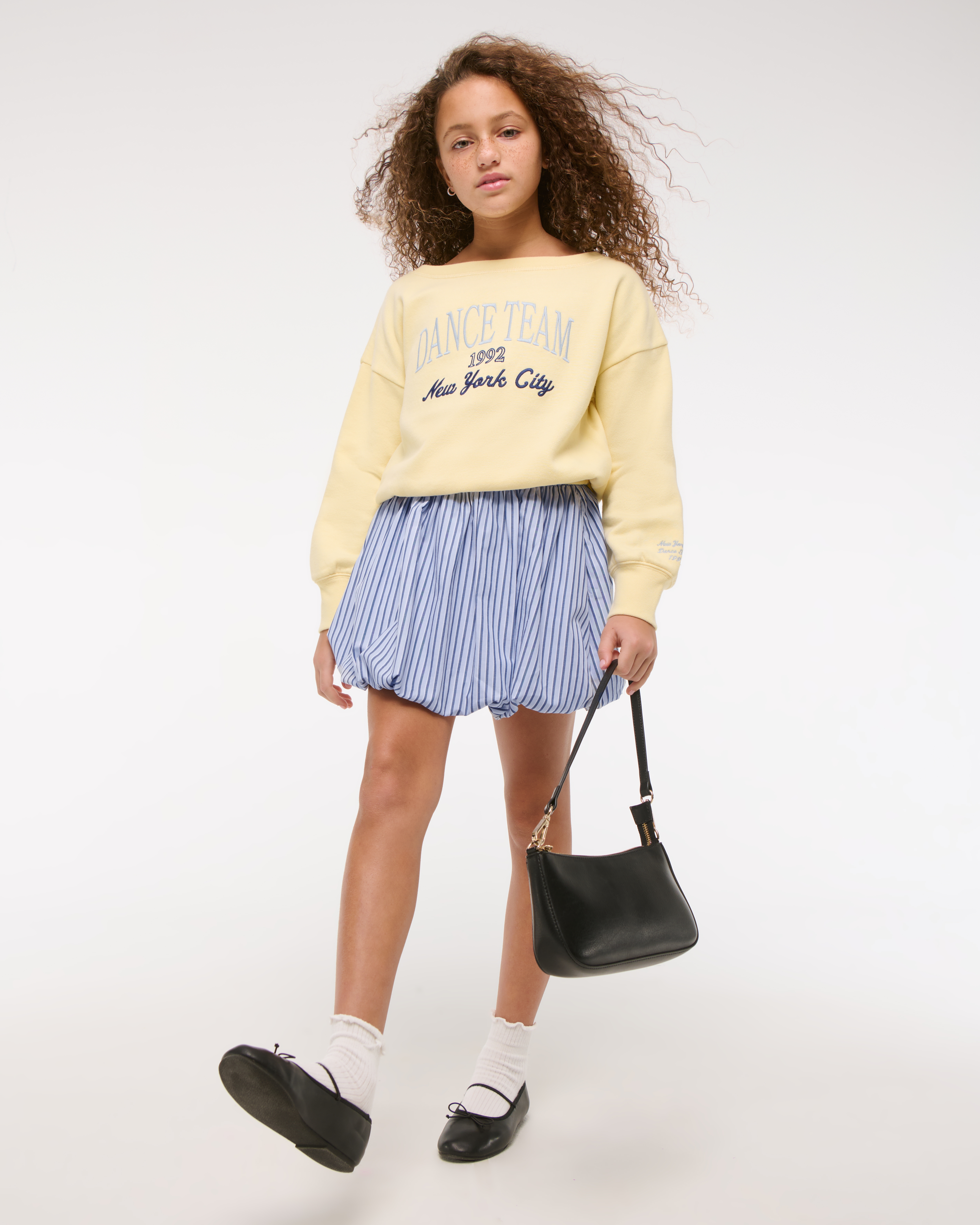 Abercrombie & Fitch Poplin Bubble Hem Skort In Blue