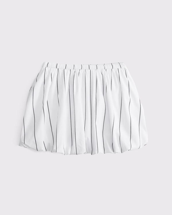 poplin bubble hem skort, White Stripe view 1