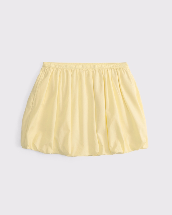 poplin bubble hem skort, Yellow view 1