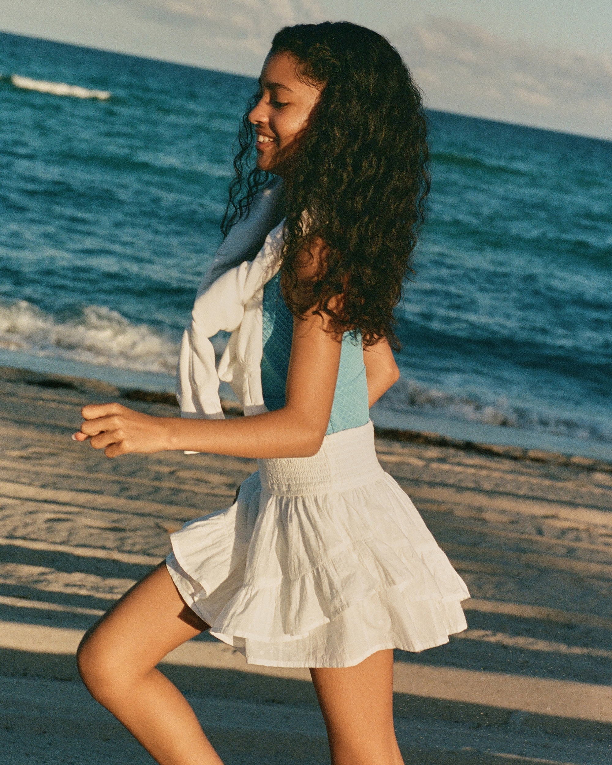 Abercrombie & Fitch Tiered Ruffle Mini Skort In White