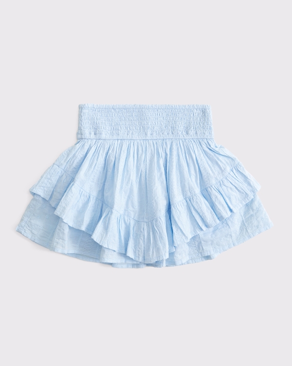 tiered ruffle mini skort, Light Blue view 1