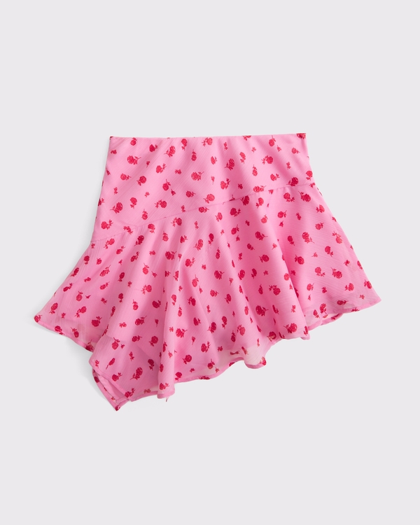 asymmetrical hem mini skort, Pink Pattern view 2