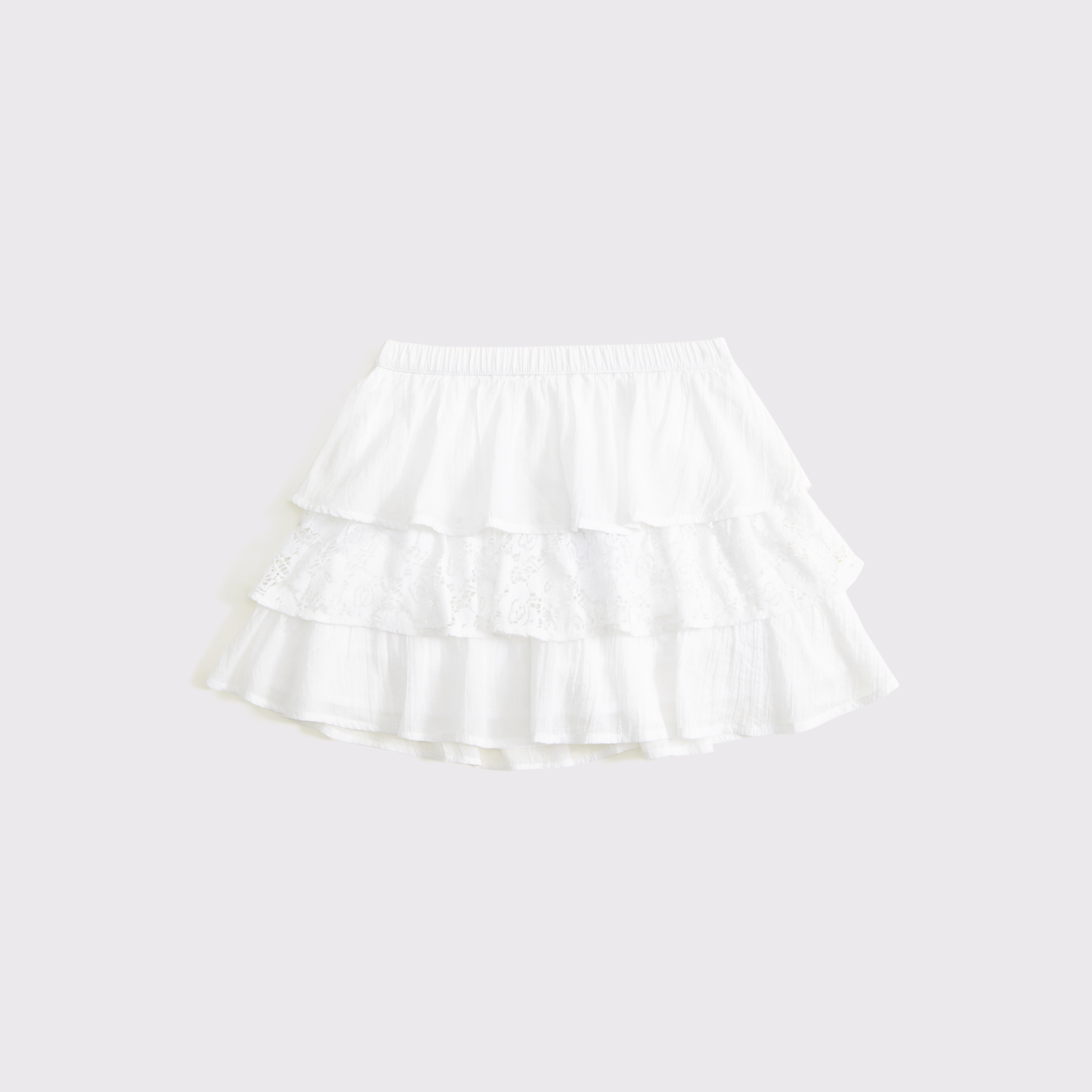 Abercrombie & Fitch Ruffle And Lace Mini Skort In White