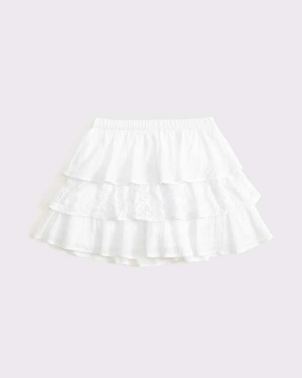 ruffle and lace mini skort, White view 2