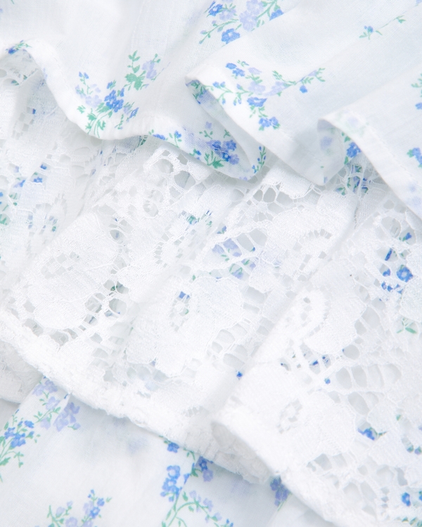 lace ruffle micro mini skort, Blue Floral view 2