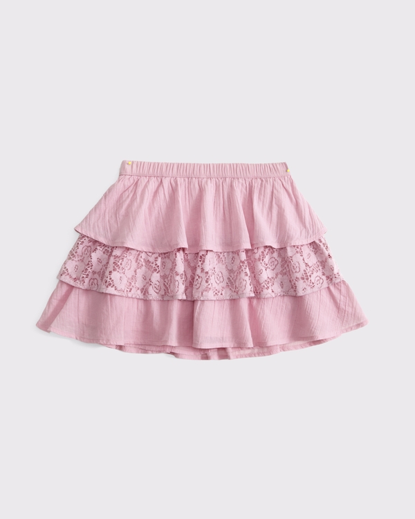 lace ruffle micro mini skort, Peony view 1