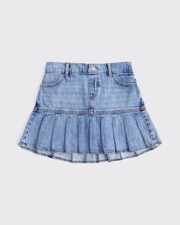 Abercrombie & Fitch denim drop-waist pleated skort