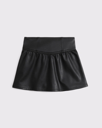 drop-waist vegan leather skort