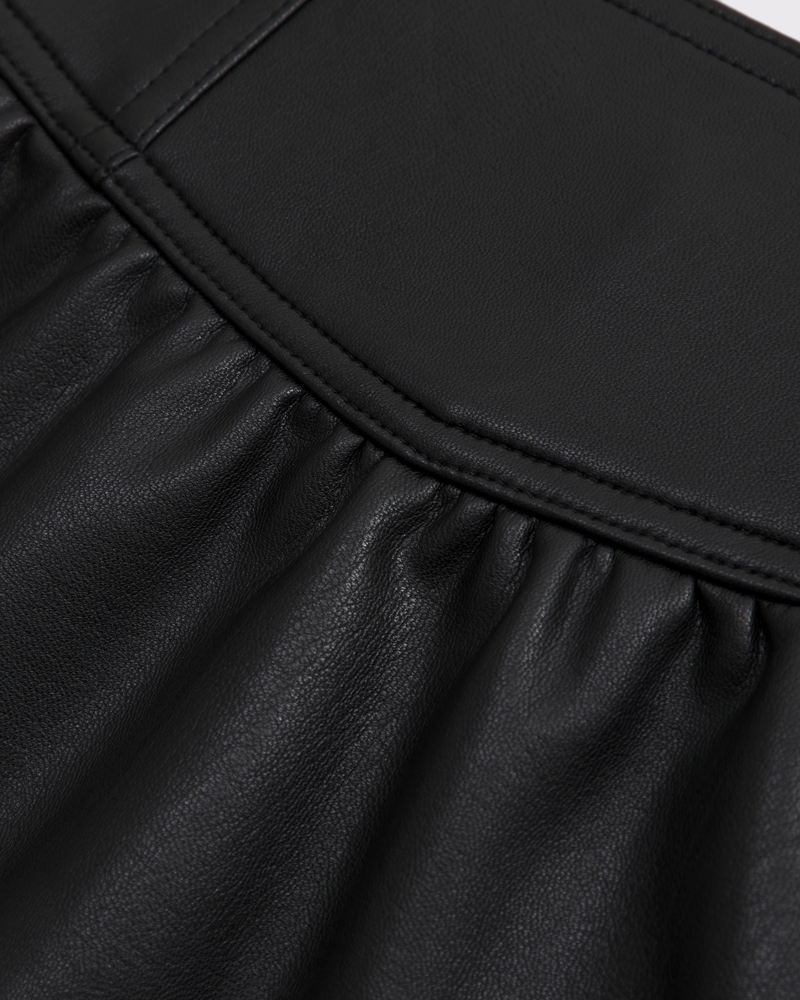 drop-waist vegan leather skort