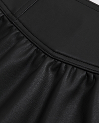 drop-waist vegan leather skort