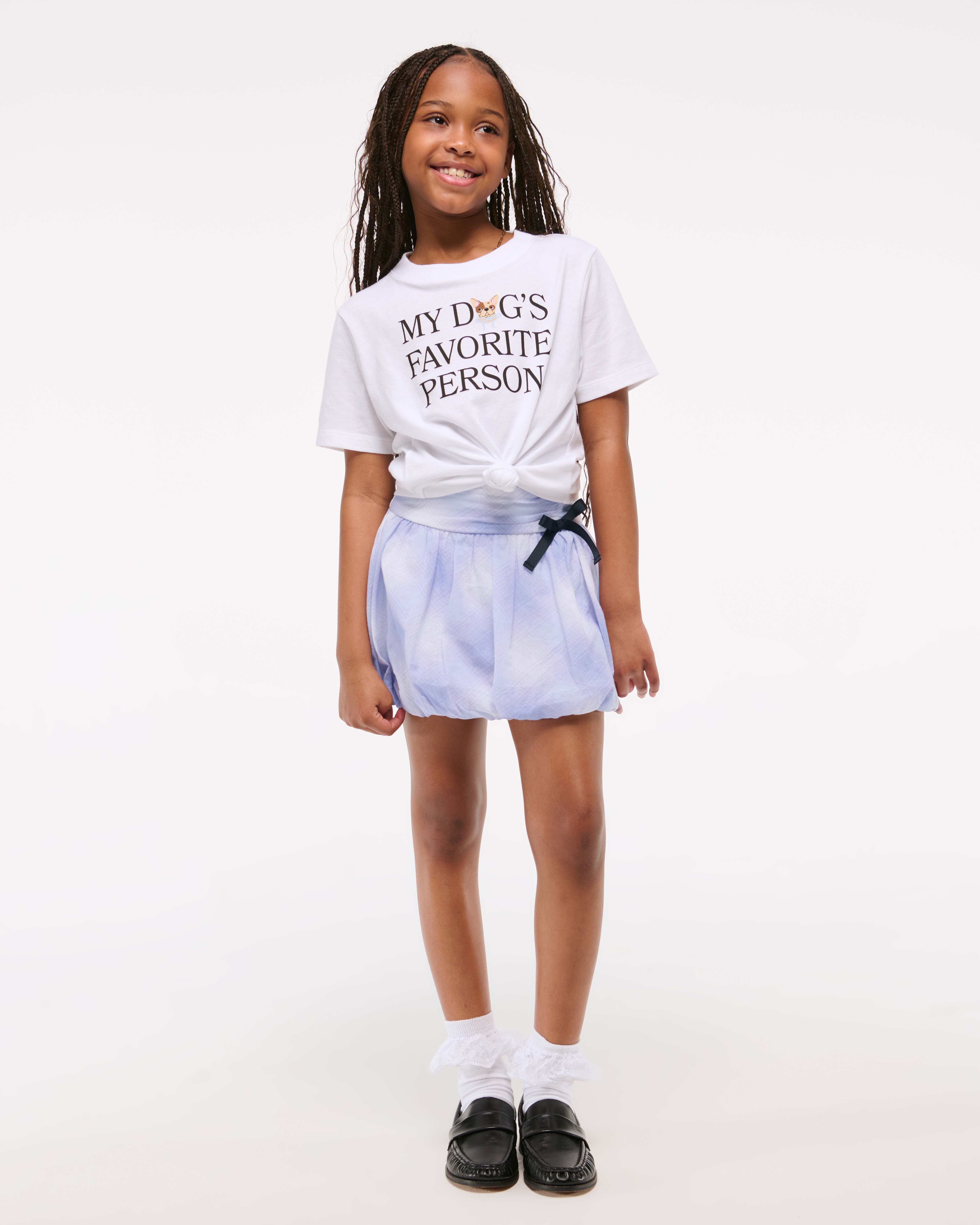 Abercrombie & Fitch Plaid Bubble Hem Mini Skort In White