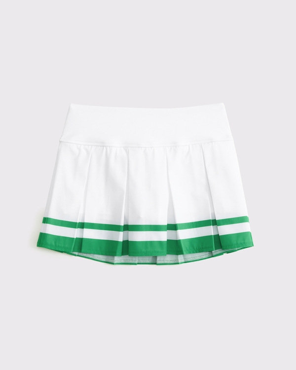 ypb mixed fabric pleated mini skort, White And Green Stripe view 1
