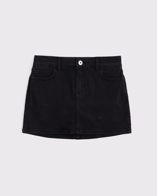 denim mini skort, Black view 1
