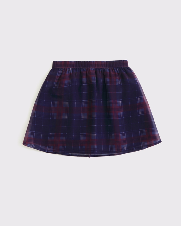 circle mini skirt, Navy Plaid view 1