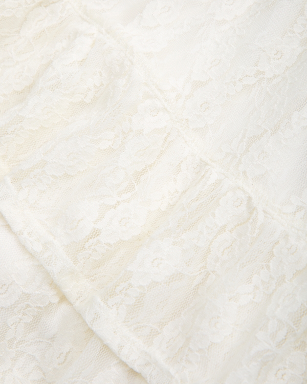 tiered ruffle lace-trim mini skort, Cream view 2