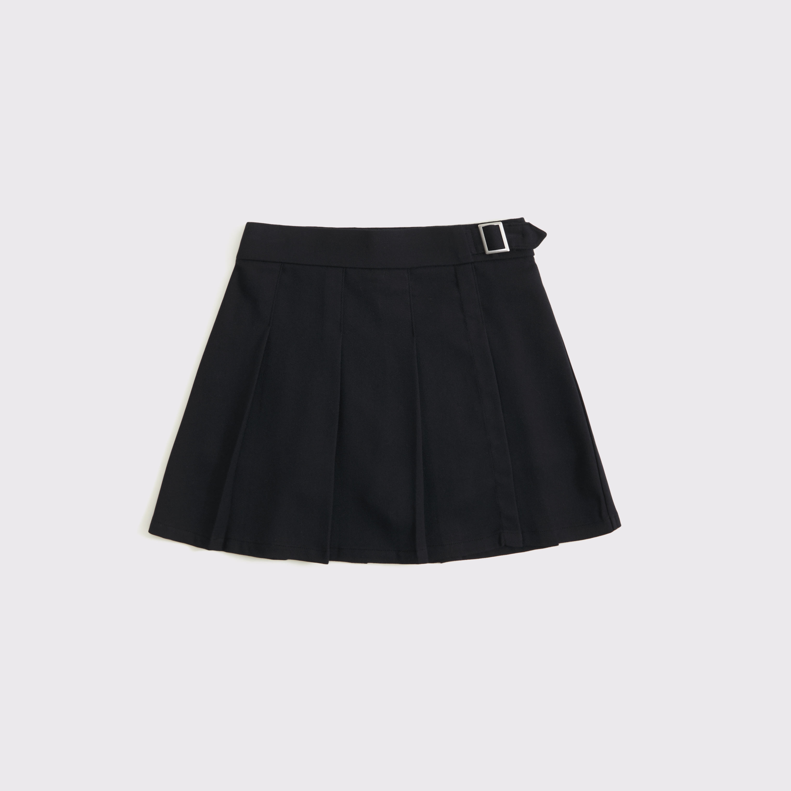 Abercrombie & Fitch Pleated Wrap Mini Skort In Black