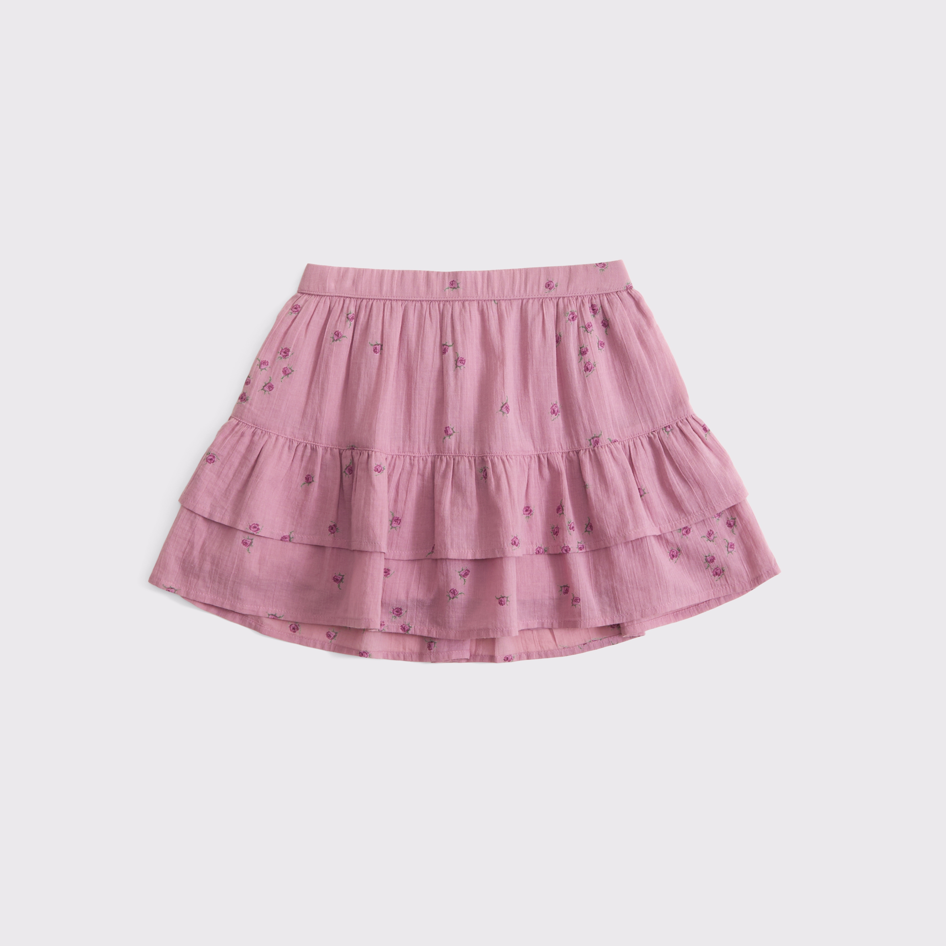 Abercrombie & Fitch Kids' Tiered Ruffle Mini Skort In Pink