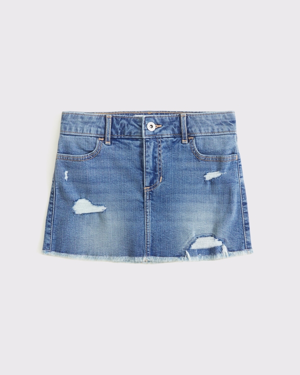 low rise denim mini skort, Medium view 1