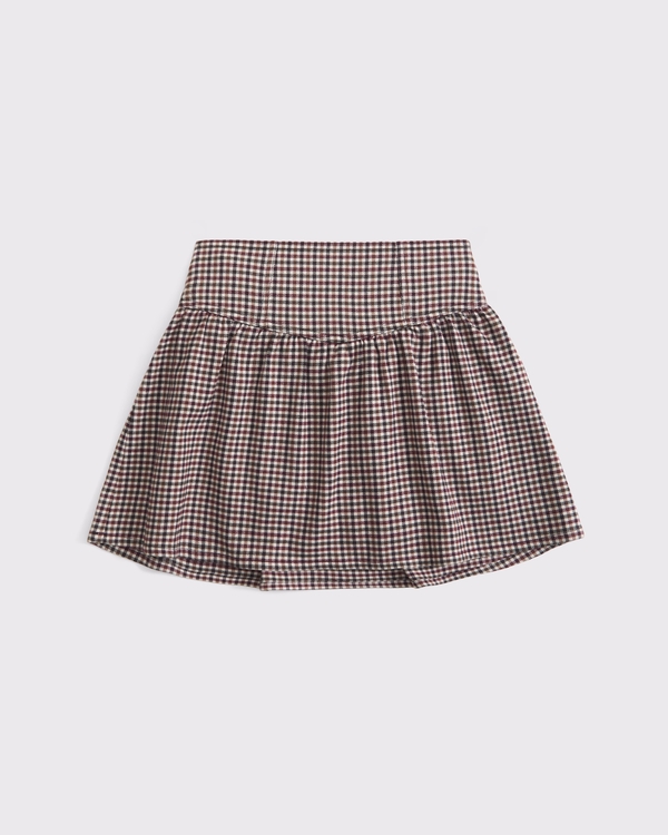 drop-waist skort, Burgundy Plaid view 1