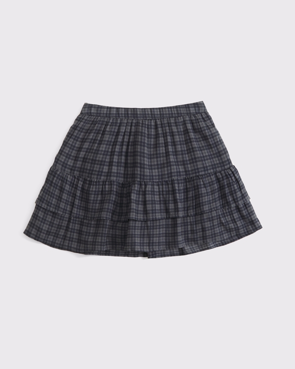tiered ruffle mini skort, Dark Plaid view 1