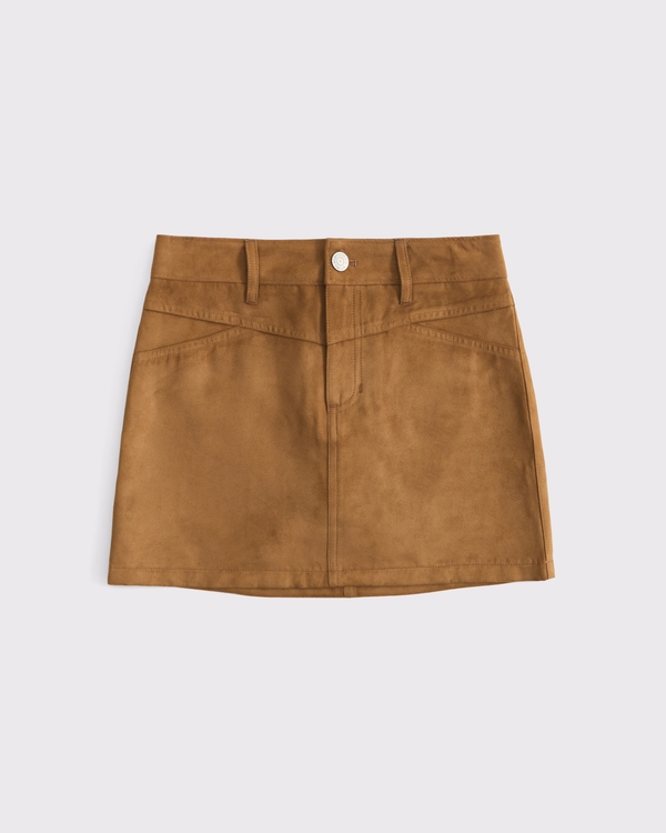 vegan suede mini skort, Brown view 1
