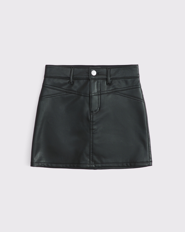 vegan leather mini skort, Black view 1