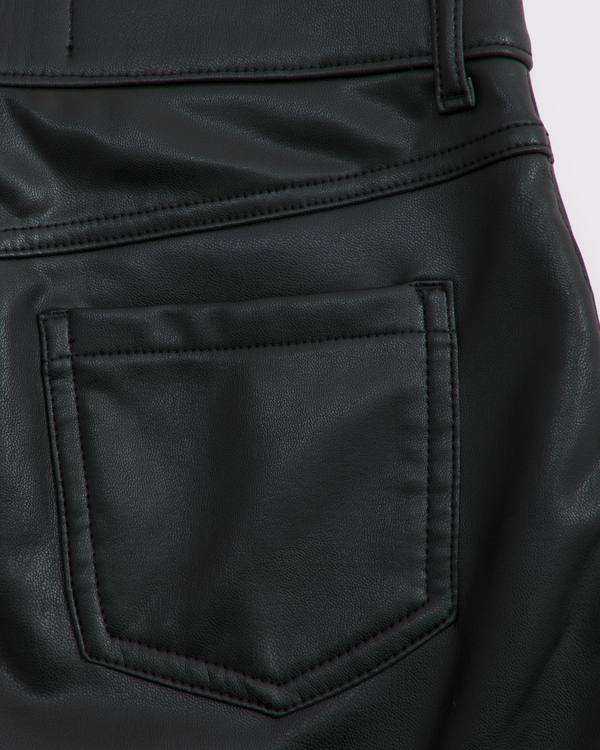 vegan leather mini skort, Black view 2