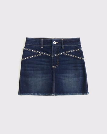 beaded denim mini skort