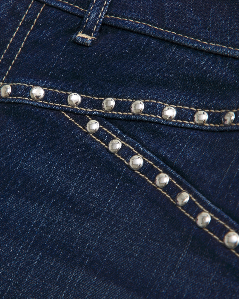 beaded denim mini skort