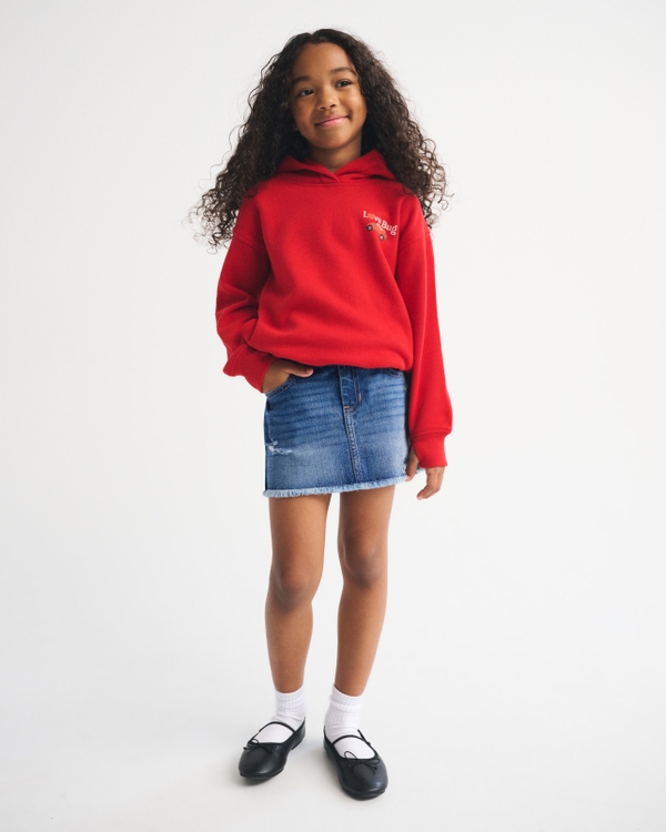 low rise denim mini skort, Medium Wash view 1